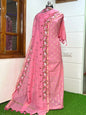 Pink Pure Mercerised Zari Booti with Embroidery Dupatta Banarasi Suit Set 1100SKL_PME8
