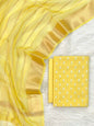 Yellow Chanderi Zari Booti with Stripe Dupatta Banarasi Suit Set 1000SKL_CH4