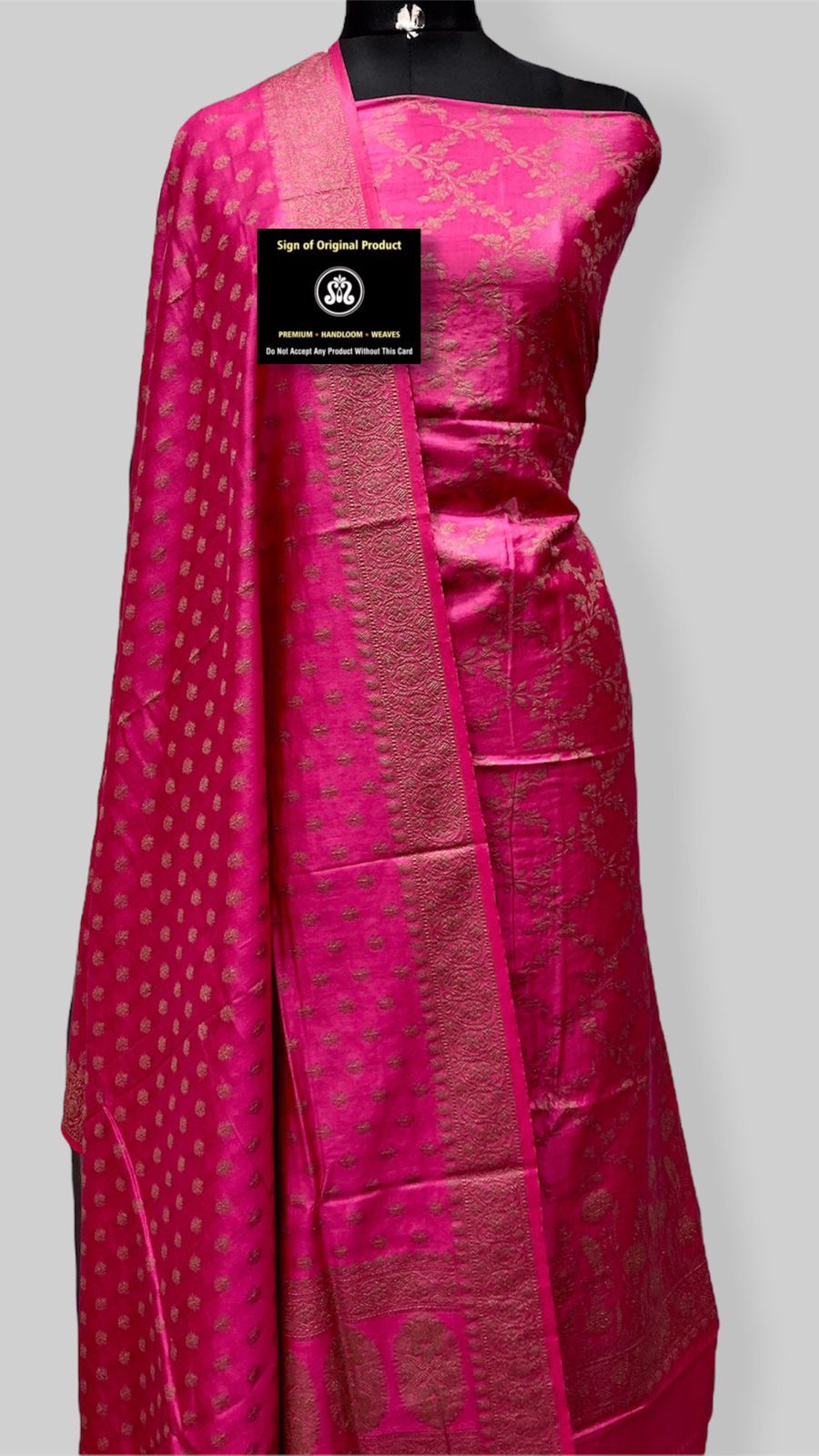 Magenta Mulberry Chiniya Silk Resham Jaal Banarasi Suit Set 1000SKL_MEL3