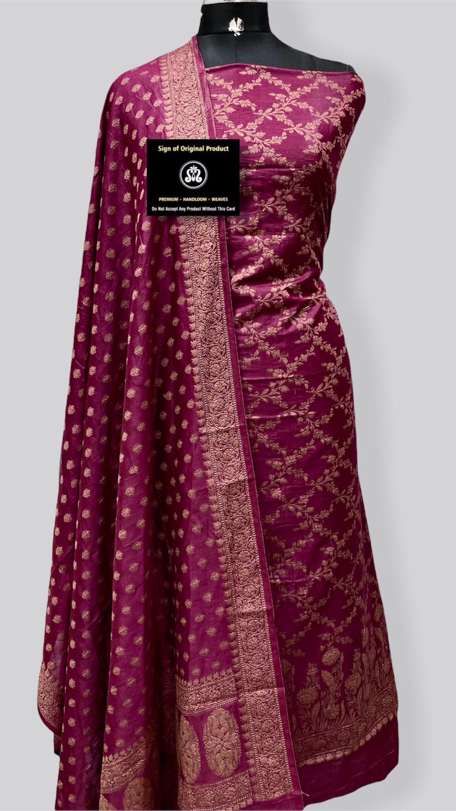 Purple Mulberry Chiniya Silk Resham Jaal Banarasi Suit Set 1000SKL_MEL4