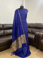 Blue Cotton Silk Stripe Zari Patti Banarasi 3 pcs Suit Set 600SKL_CS9