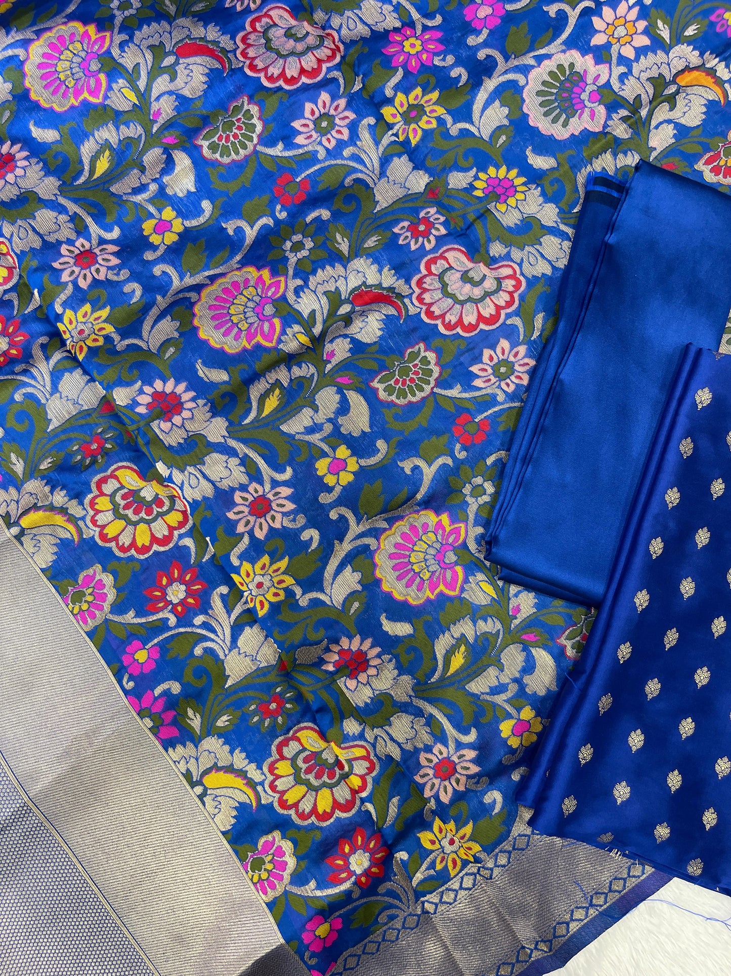 Blue Biba Silk Zari With Kimkhab Mina Jaal Dupatta 700SKL_KS23