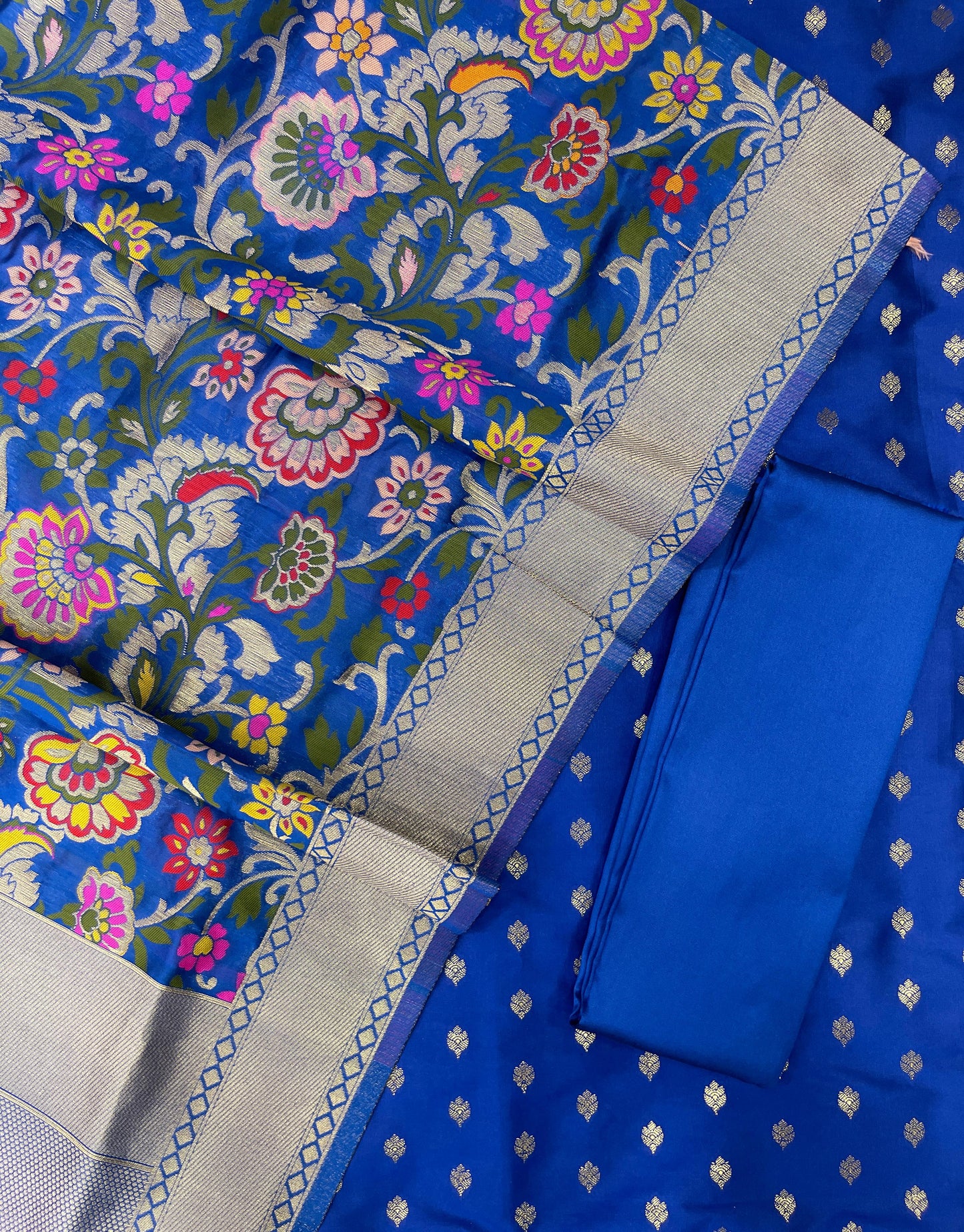 Blue Biba Silk Zari With Kimkhab Mina Jaal Dupatta 700SKL_KS23