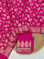 Magenta Katan Silk Plain Zari Booti with Floral Zari Jaal Banarasi 3 pcs Suit Set 800SKL_KSP5