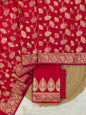 Red Katan Silk Plain Zari Booti with Floral Zari Jaal Banarasi 3 pcs Suit Set 800SKL_KSP10