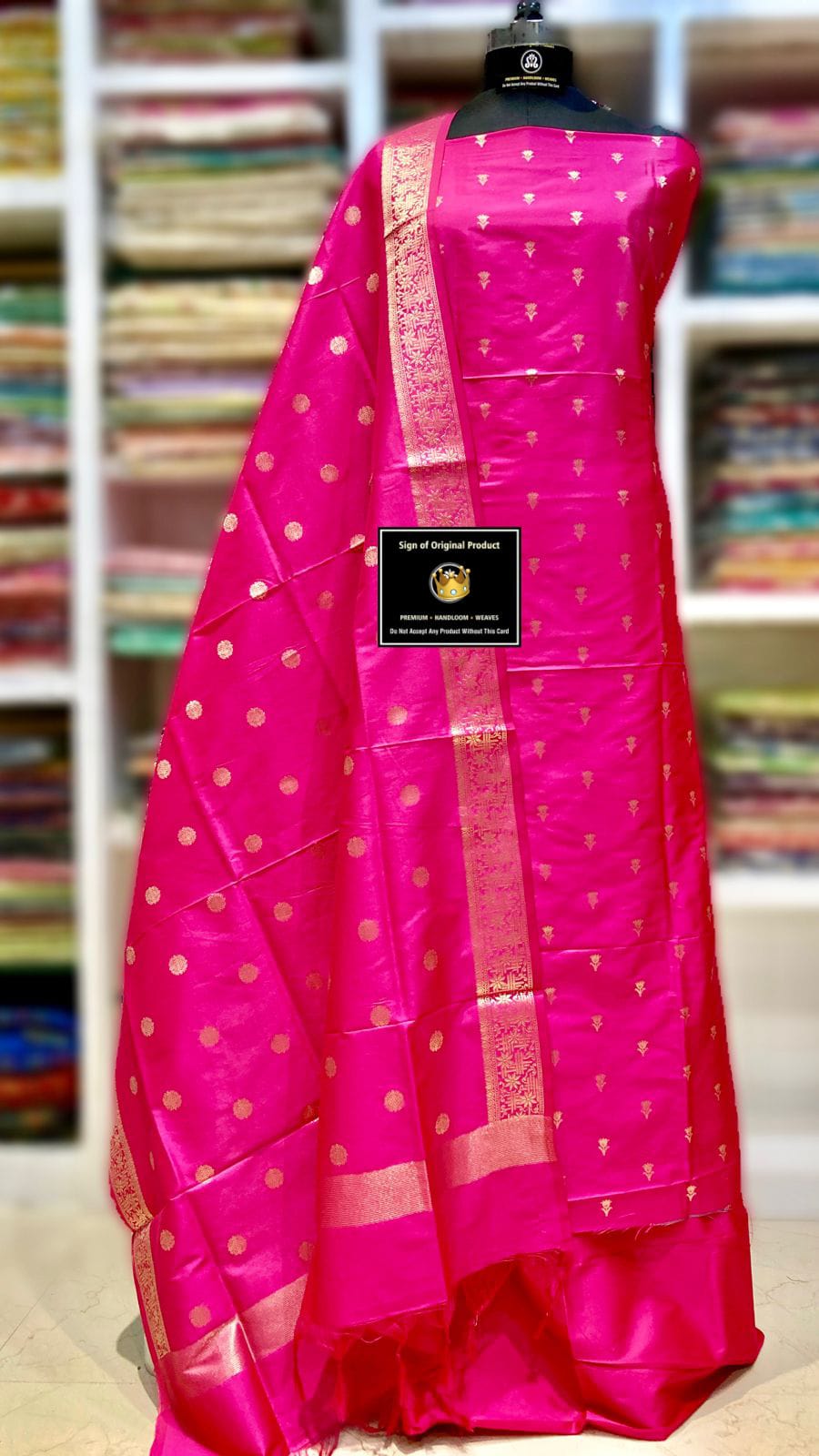 Magenta Katan Silk Zari Booti with Kimkhab Dupatta Banarasi 3 pcs Suit Set 700SKL_KS37