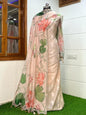 Cream Pure Mercerise Resham Zari Booti with Chanderi Silk Print Dupatta Banarasi 3 pcs Suit Set 1000SKL_PMC7