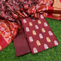 Maroon Katan Silk Silver Gold Zari With Patola Weave Dupatta Suit Set 700SKL_KS46
