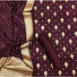 Burgundy Pure Mercerise Floral Zari Booti with Lorex weave Dupatta Suit Set 1200SKL_PML15
