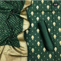 Dark Green Pure Mercerise Floral Zari Booti with Lorex weave Dupatta Suit Set 1200SKL_PML17