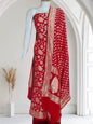 Red Premium Khaddi Georgette Floral Zari Jaal with Chunri Zari Booti Banarasi Suit Set 6500SKL_KG17