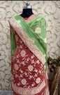 Maroon Premium Khaddi Georgette Floral Water Zari Jaal Banarasi Suit Set with Contrast Green Dupatta 6500SKL_KG19