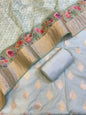 Green Cotton Silk Dyable Floral Zari Booti with Digital Print Kota Check Dupatta Banarasi 3 pcs Suit Set 11IM_DCS7