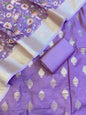 Purple Cotton Silk Dyable Floral Zari Booti with Digital Print Kota Check Dupatta Banarasi 3 pcs Suit Set 11IM_DCS14