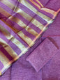 Purple Linen Zari Stripe Banarasi 3 pcs Suit Set 6SKL_LN23