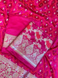 Pure Handloom Magenta Mashru Silk Floral Rangkaat Floral Zari Jaal Banarasi 3 pcs Suit Set 26AJ_MSR1