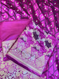 Pure Handloom Purple Mashru Silk Floral Rangkaat Floral Zari Jaal Banarasi 3 pcs Suit Set 26AJ_MSR4