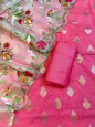 Pink Cotton Silk Dyable Floral Zari Booti with Embroidered Dupatta Banarasi 3 pcs Suit Set 14IM_DCS18