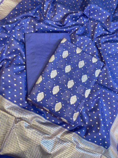 Violet Blue Pure Cotton Self Design Banarasi 3 pcs Suit Set 1200IM_PCSD12