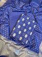 Violet Blue Pure Cotton Self Design Banarasi 3 pcs Suit Set 1200IM_PCSD12