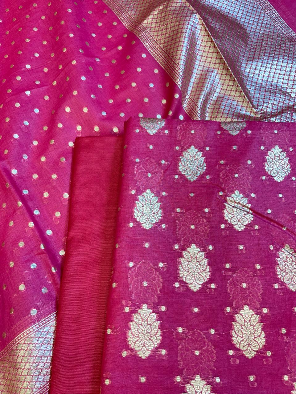 Pink Pure Cotton Self Design Banarasi 3 pcs Suit Set 1200IM_PCSD10