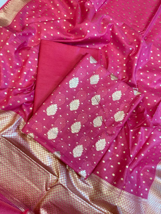 Pink Pure Cotton Self Design Banarasi 3 pcs Suit Set 1200IM_PCSD10