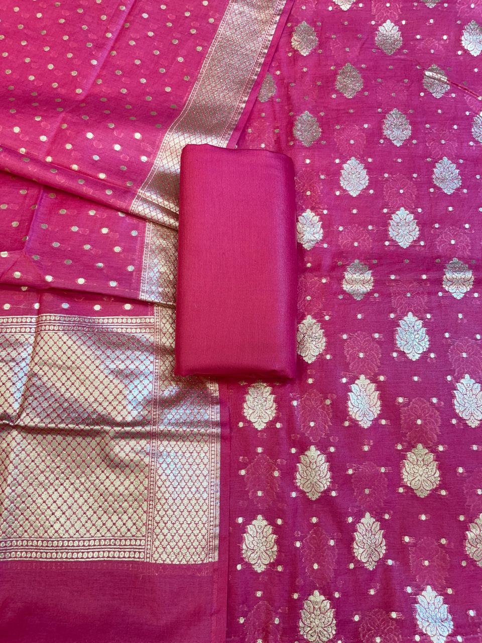 Pink Pure Cotton Self Design Banarasi 3 pcs Suit Set 1200IM_PCSD10