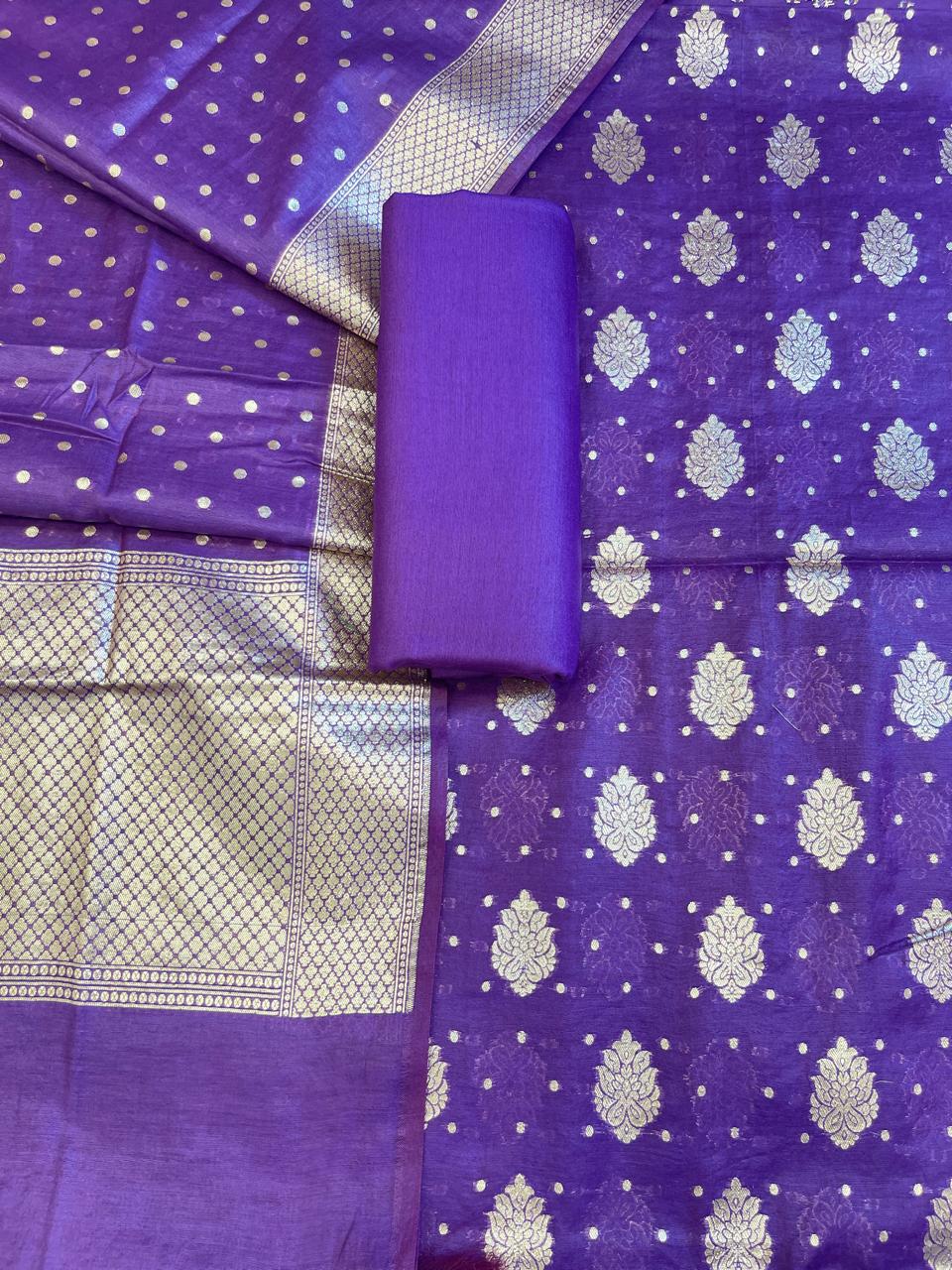 Purple Pure Cotton Self Design Banarasi 3 pcs Suit Set 1200IM_PCSD11