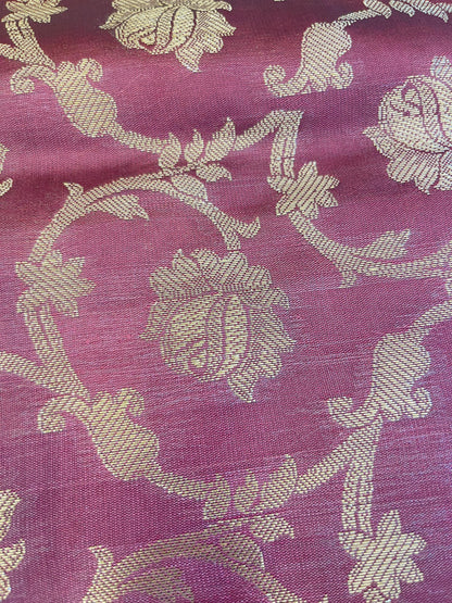 Beige Art Silk Floral Zari Booti Contrast Banarasi Suit with Maroon Dupatta 625AJ_TPT40