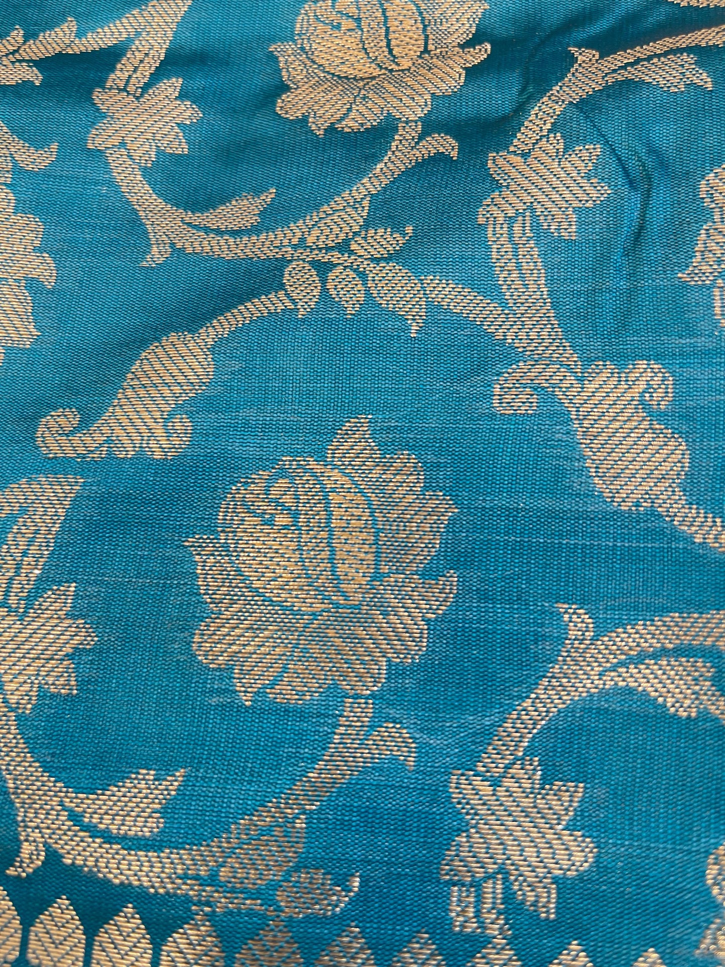 Beige Art Silk Floral Zari Booti Contrast Banarasi Suit with Seagreen Dupatta 625AJ_TPT41