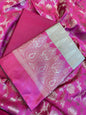 Beige Art Silk Floral Zari Booti Contrast Banarasi Suit with Magenta Dupatta 625AJ_TPT46