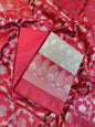 Beige Art Silk Floral Zari Booti Contrast Banarasi Suit with Red Dupatta 625AJ_TPT49