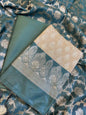 Beige Art Silk Floral Zari Booti Contrast Banarasi Suit with Darkgreen Dupatta 625AJ_TPT51