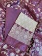 Beige Art Silk Floral Zari Booti Contrast Banarasi Suit with Maroon Dupatta 625AJ_TPT54