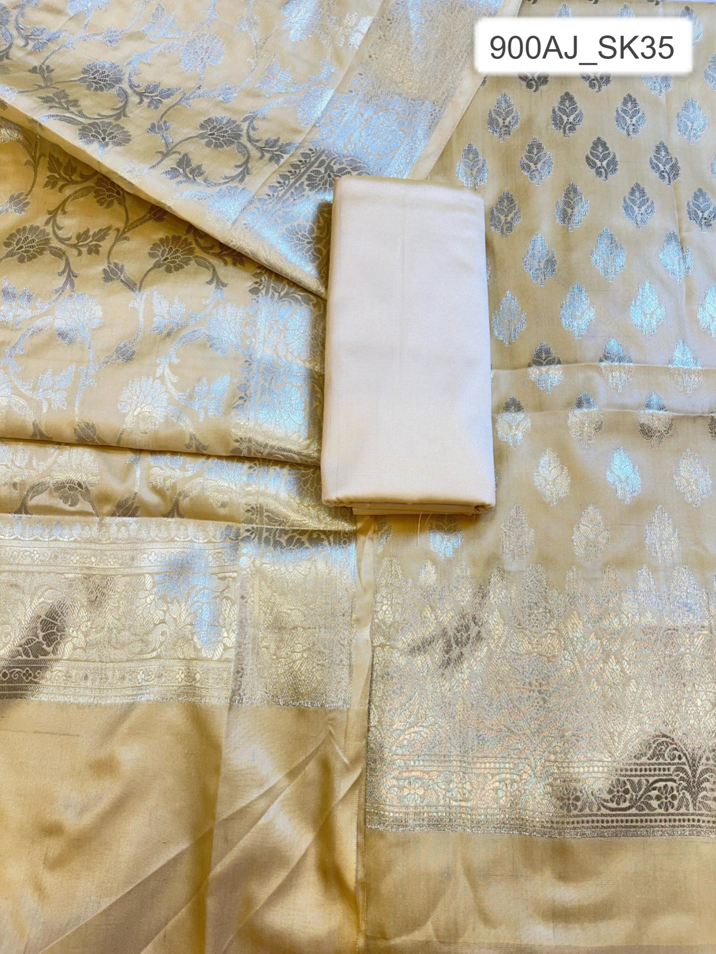 Tussar Semi Silk Floral Zari Booti Banarasi 3 pcs Suit Set 900AJ_SK35