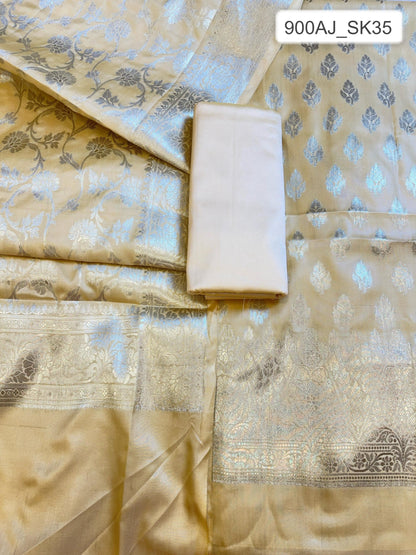 Tussar Semi Silk Floral Zari Booti Banarasi 3 pcs Suit Set 900AJ_SK35