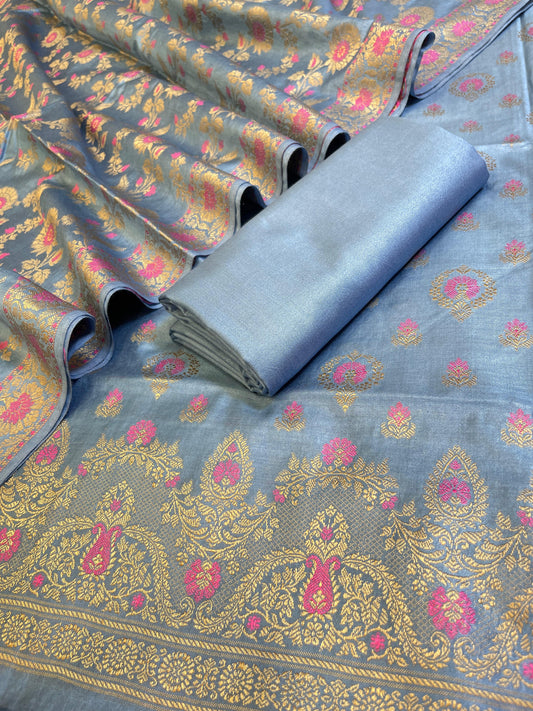 Grey Dyable Premium Cotton Resham Minakari Banarasi Suit 950AJ_NC30
