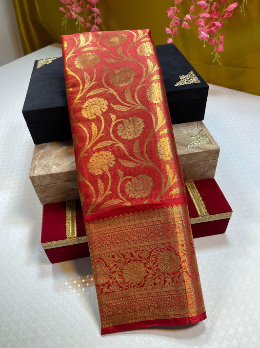 Red Semi Kanchi Silk Banarasi Saree MS_SK2