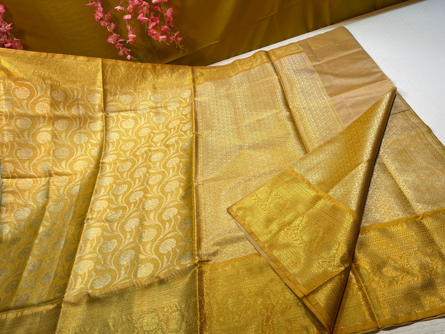 Gold Semi Kanchi Silk Banarasi Saree MS_SK1