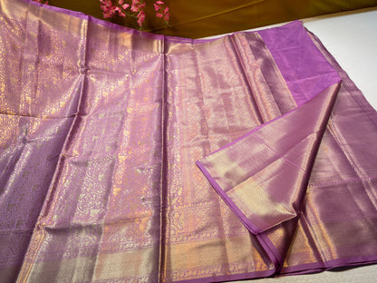 Light Purple Semi Kanchi Silk Floral Zari Jaal Banarasi Saree MS_SK5