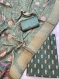 Green Cotton Mercerise Zari Booti Banarasi Suit with Digital Print Dupatta 10IM_CMP5