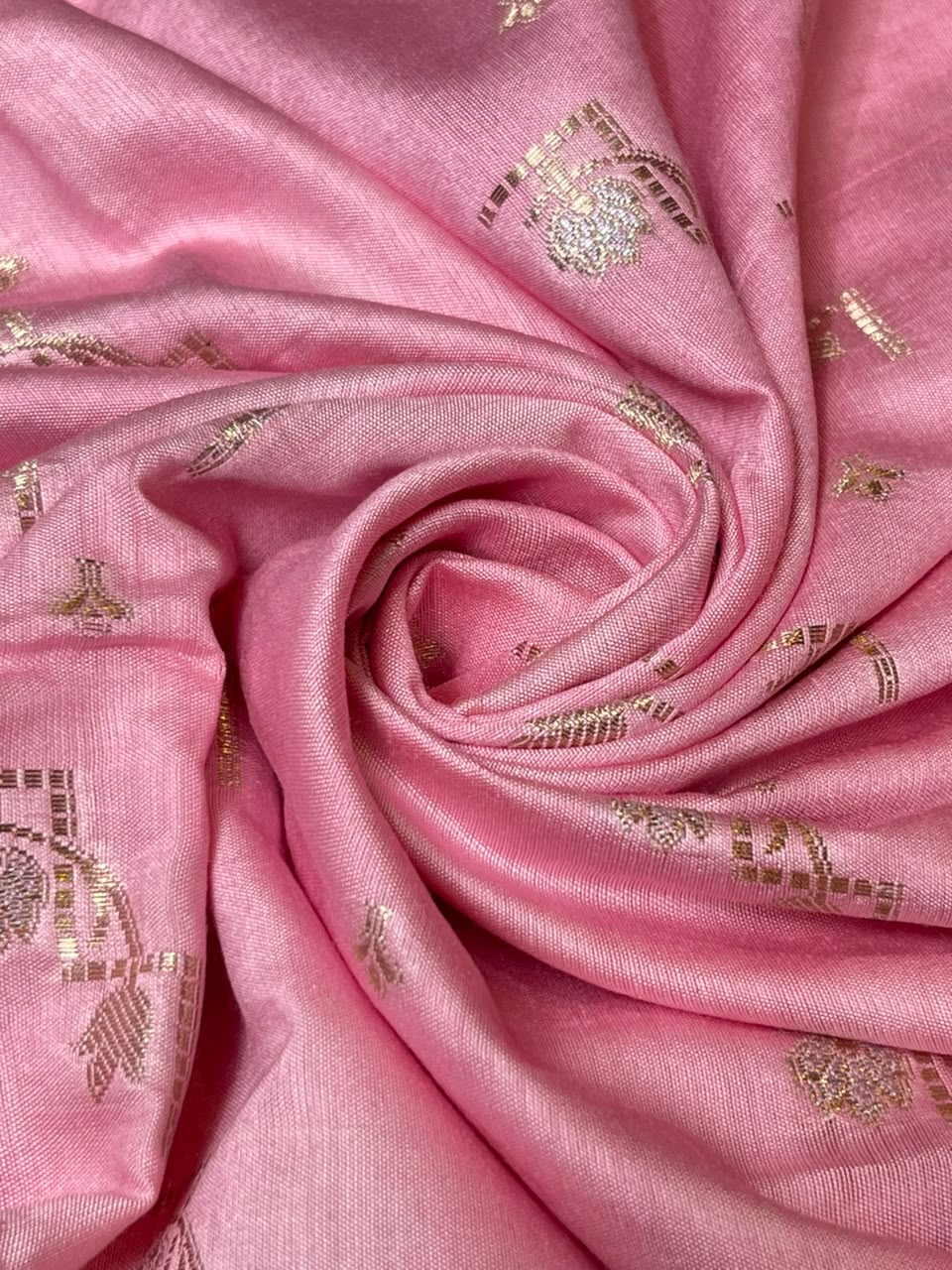 Raspberry Pink Pashmina Silk Chunri Zari Booti Banarasi Suit with Contrast Pastel Pink Floral Dupatta 125DAN_PMC11