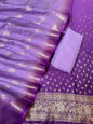 Deep Violet Pashmina Silk Chunri Zari Booti Banarasi Suit with Contrast Lavander Floral Dupatta 125DAN_PMC13