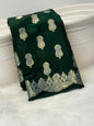 Dark Green Dyeable Katan Silk Paisley Zari Booti Floral Zari Border Banarasi Saree 1075AM_KS3