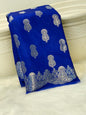 Royal Blue Dyeable Katan Silk Paisley Zari Booti Floral Zari Border Banarasi Saree 1075AM_KS2