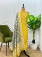 Yellow Tissue Silk Lorex Zari Booti Banarasi Suit with Contrast Grey Zari Jaal Dupatta 22PNJ_TS2
