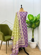 Purple Tissue Silk Lorex Zari Booti Banarasi Suit with Contrast Olive Green Zari Jaal Dupatta 22PNJ_TS5