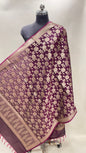 Faishana Presents Semi Katan Silk Magenta Alfi Zari Jaal Paisley Anchal Banarasi Dupatta
