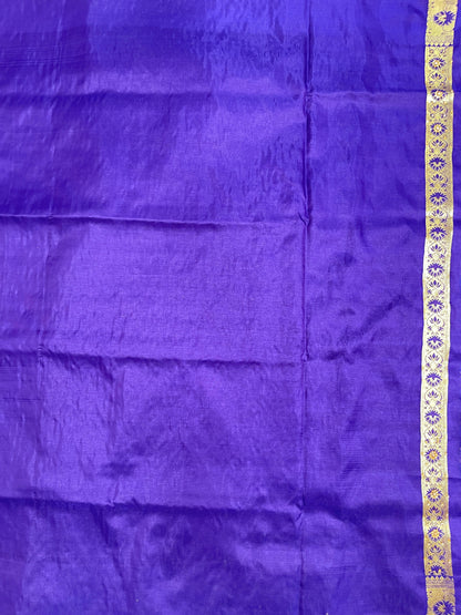 Faishana Presents Turqouise Blue Satin Silk Floral Zari Booti Low Stone Work Banarasi Saree with Contrast Blue Pallu and Blue Blouse