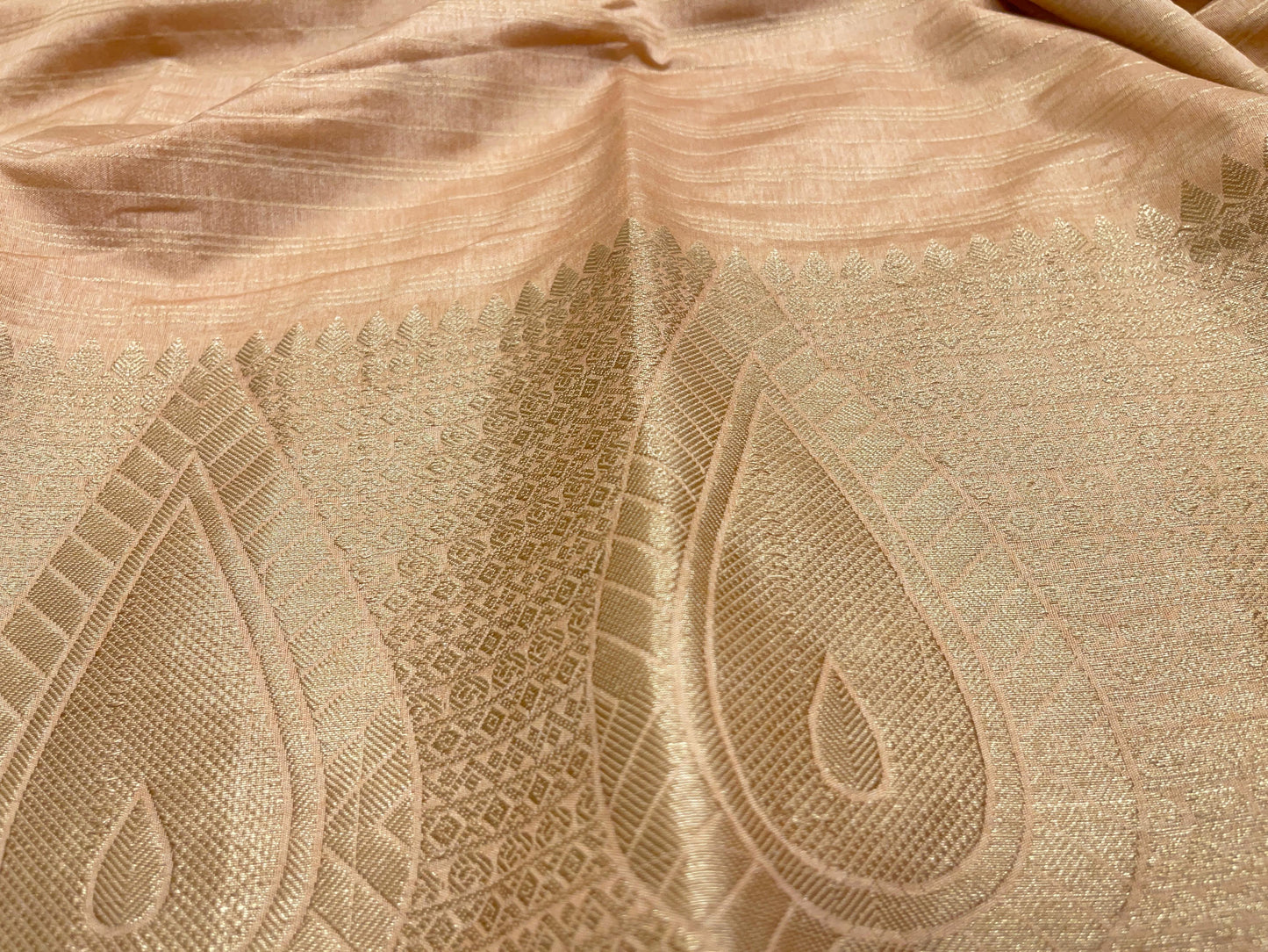 Cream Cotton Stripe Zari Banarasi Saree ASDC_3